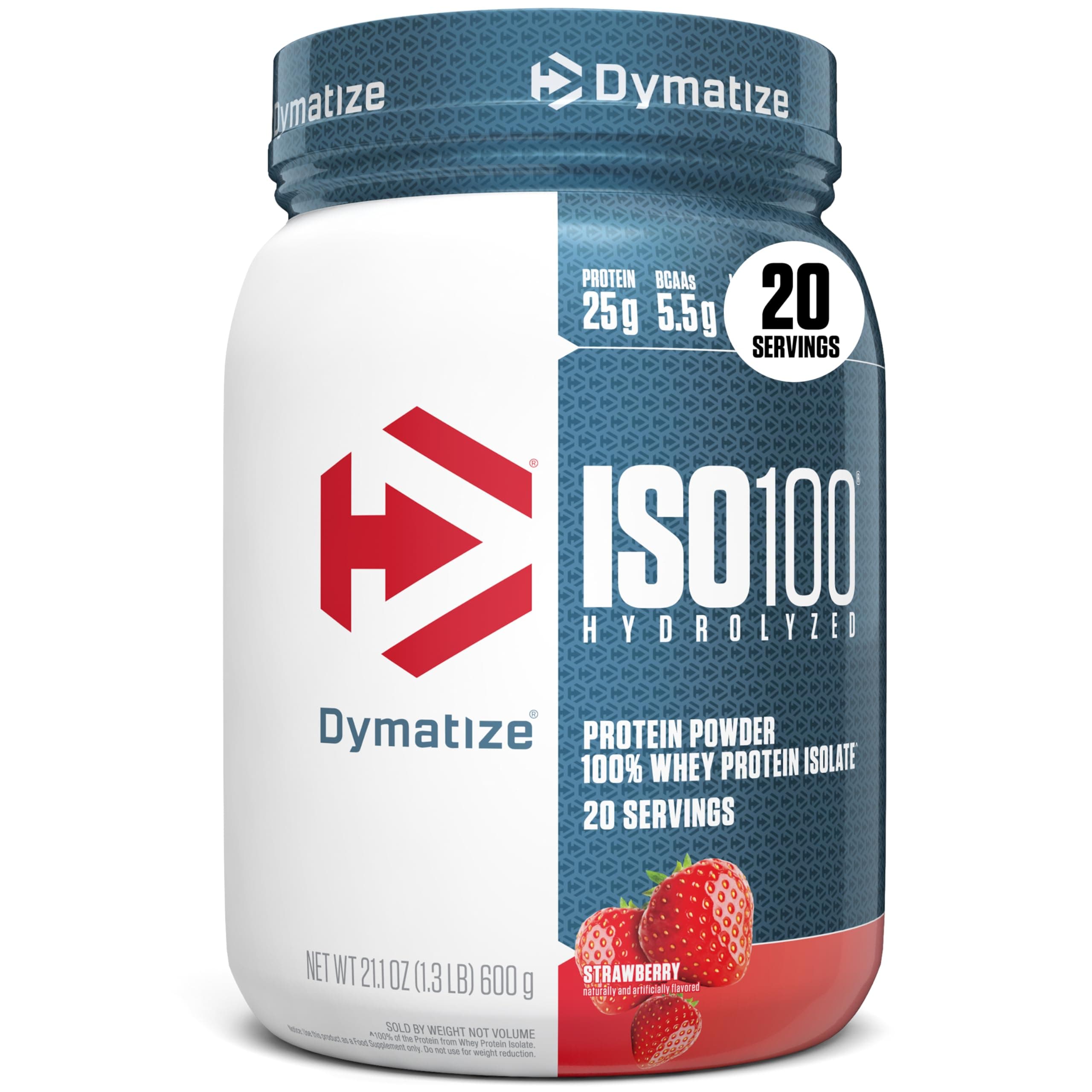 Dymatize ISO100 Hydrolyzed Whey Protein Isolate,20 Servings, 25g Protein (610G, Strawberry)