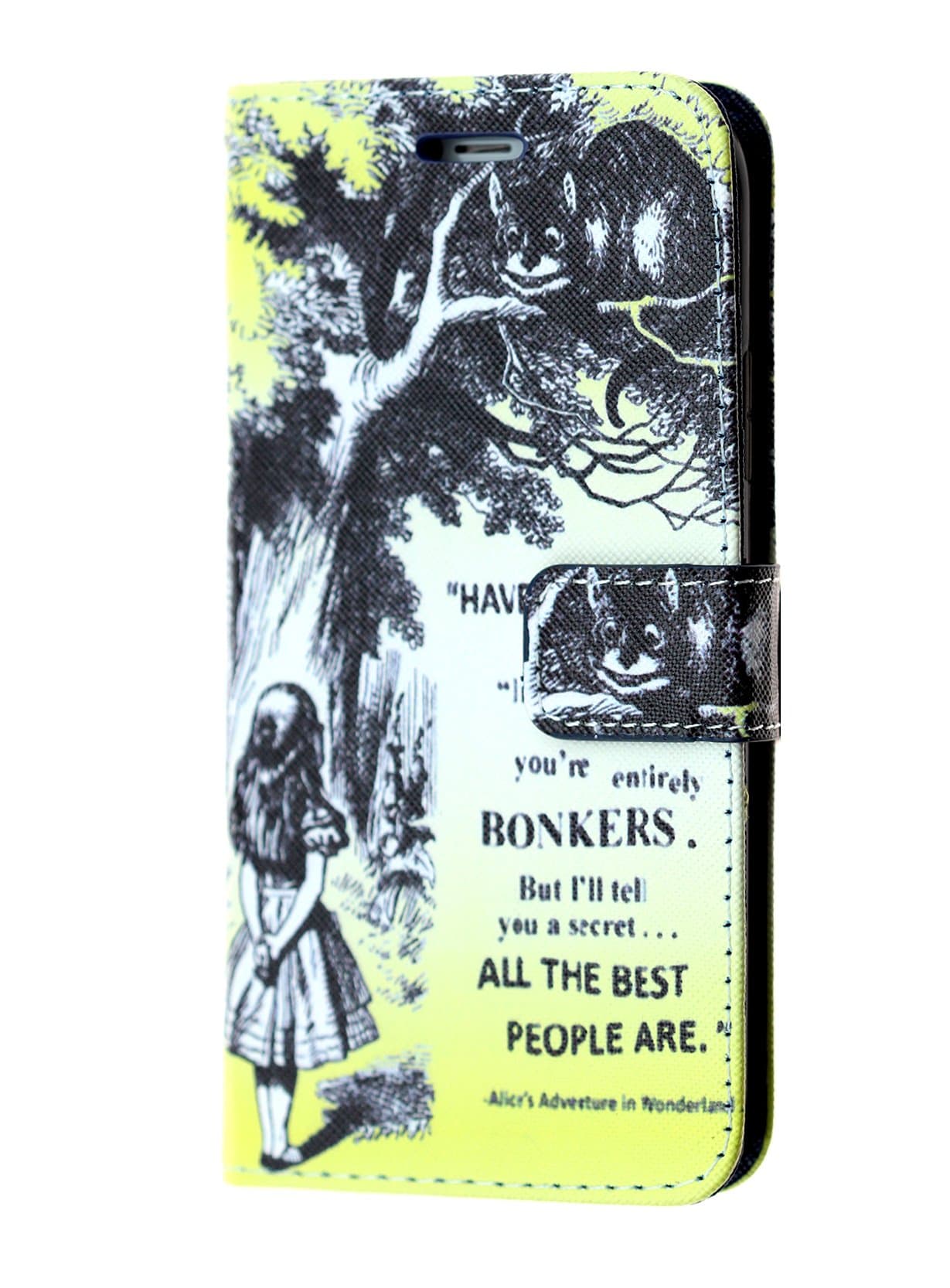 for iPhone 8 Plus Wallet Case, DURARMOR Wonderland Premium PU Leather Wallet Case with ID Credit Card Cash Slots Flip Stand Wrist Strap Cover Carrying Case Alice