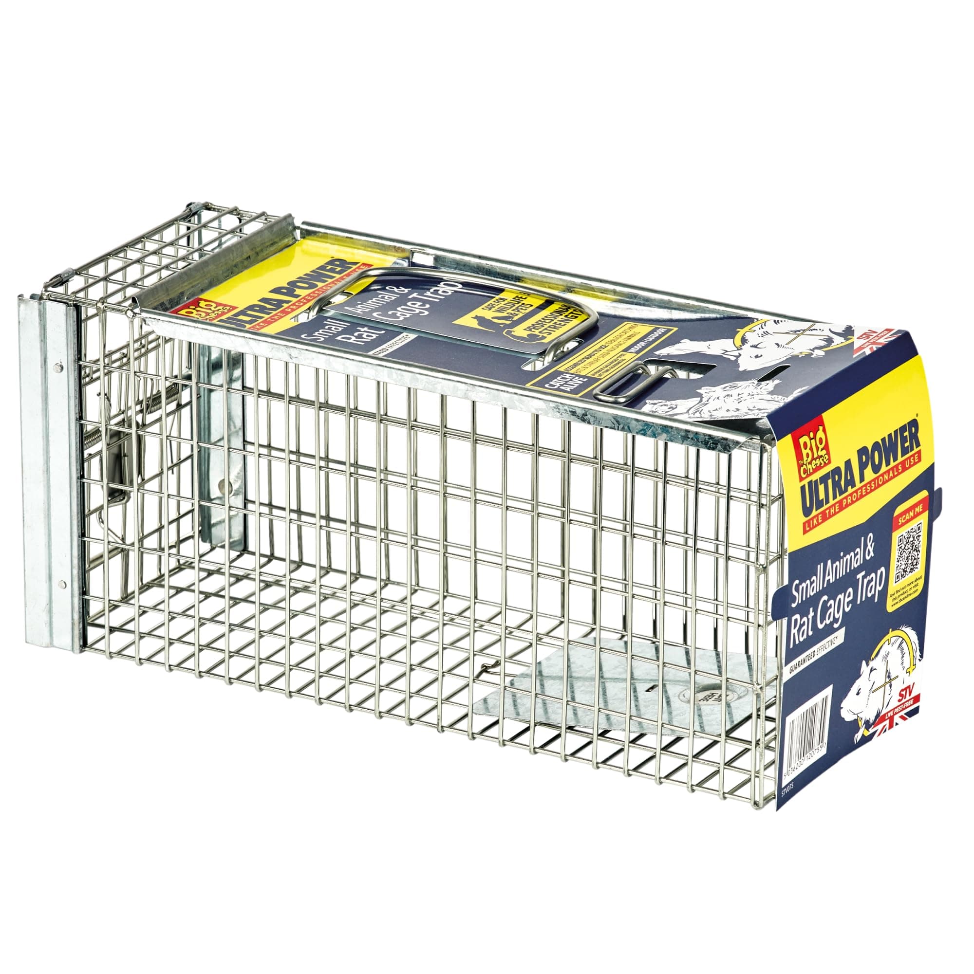 Ultra Power Rat Trap Cage - Humane Rat Catcher for Rats, Squirrels, Mink – Heavy-Duty Galvanised Mesh, Easy Set-Up with Spring-Loaded Door & Transportation Handle – 36cm x 14cm x 16cm