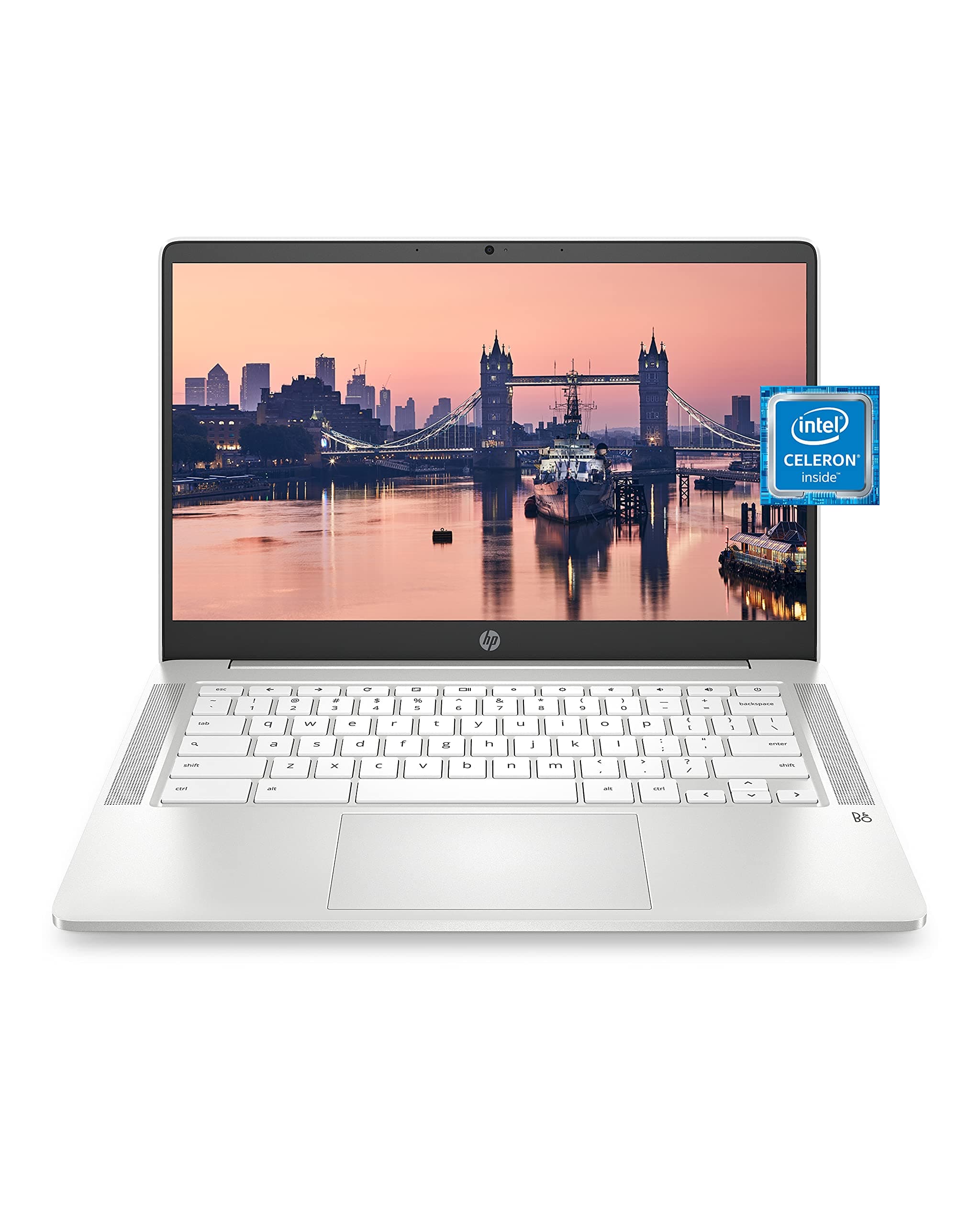 Chromebook 14 Laptop, Intel Celeron N4000 Processor, 4 GB RAM, 32 GB eMMC, 14” HD Display, Chrome, Lightweight Computer with Webcam and Dual Mics, Home, School, Music, Movies (14a-na0021nr, 2021)