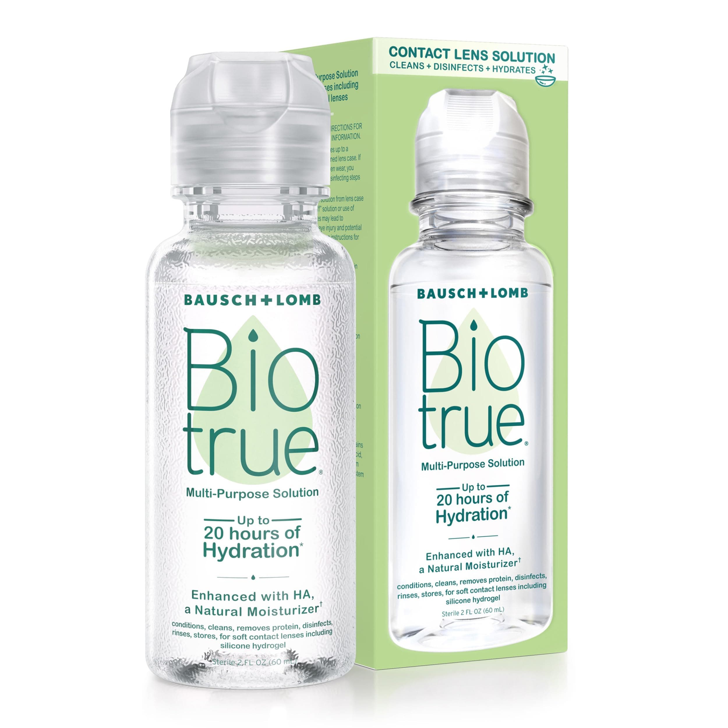 Contact Solution, Multi-Purpose Lens Solution for Soft Lenses, Cleans, Disinfects, Removes Protein Build-Up, Dirt & Debris, Hydrates, Stores & Conditions Contacts, 2 Fl Oz (Pack of 4)