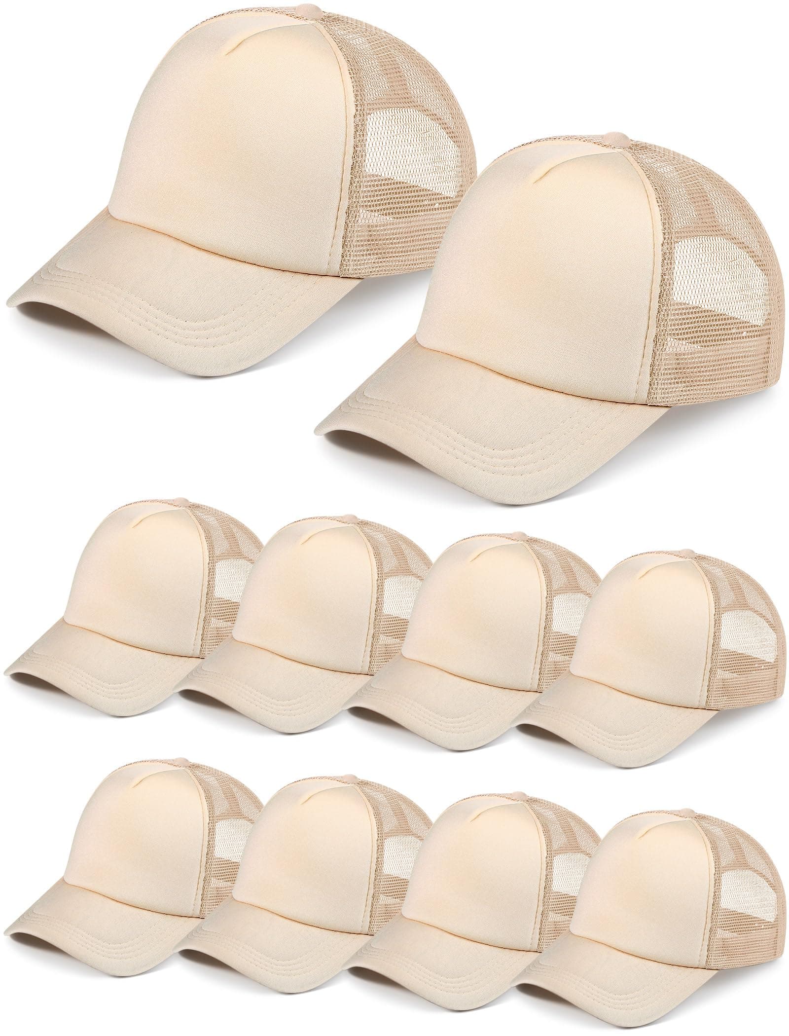 10 Pcs Sublimation Blank Trucker Hats Bulk Mesh Baseball Cap Polyester Mesh Trucker Hat for Men and Women