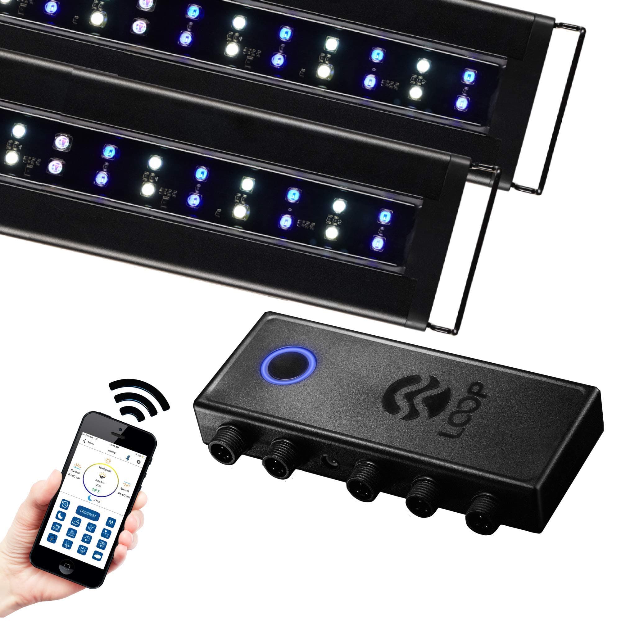 CURRENTUSA PRO Dual 48-60" Inch Orbit Marine IC Loop LED Saltwater Reef Marine Aquarium Light with Bluetooth App Control | Wireless Lighting & eFlux Wave Pump Control for Fish Tank (4337)