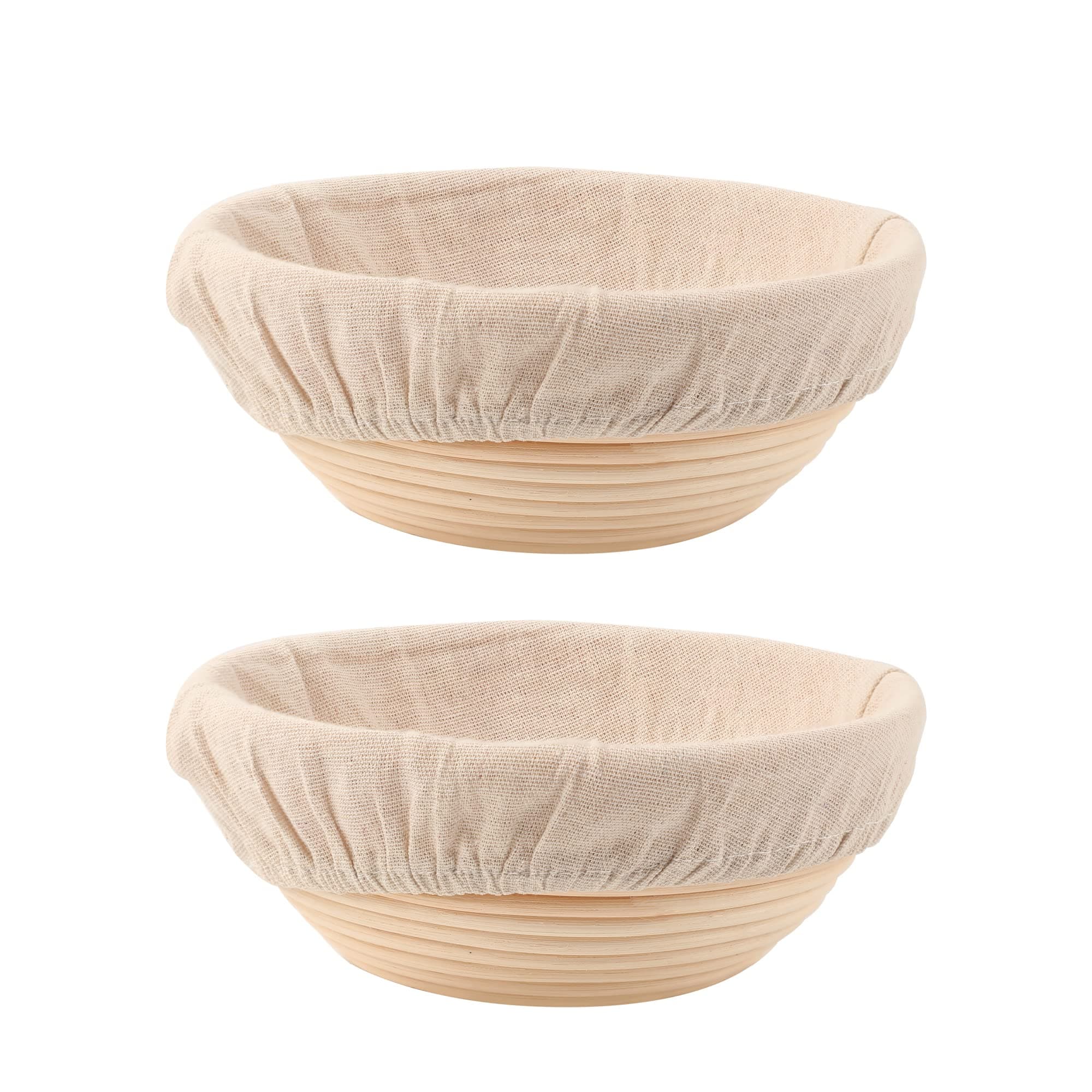 Bread Proofing Baskets Set of 2 8.5 inch Round Dough Proofing Bowls and Liners Perfect Home Sourdough Bread Baking supplies