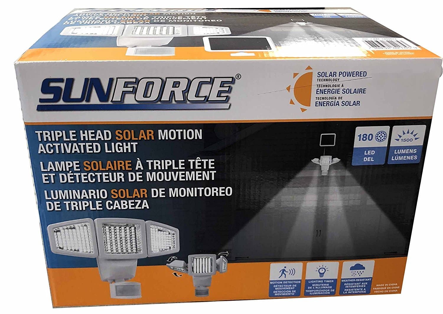 Solar Triple Head Motion Activated Security Light 1500 Lumens