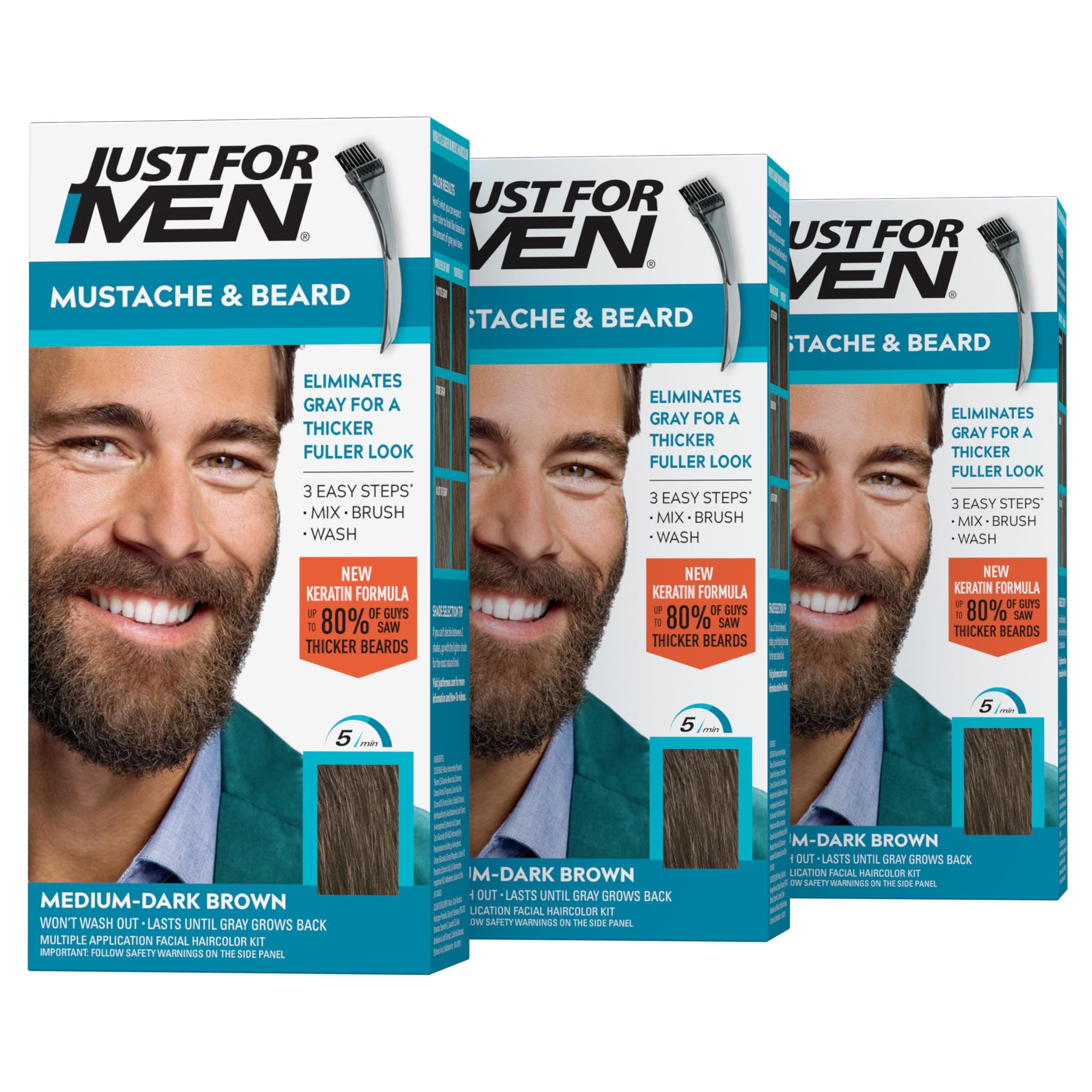 Just for men Mustache And Beard Color, 1 Count