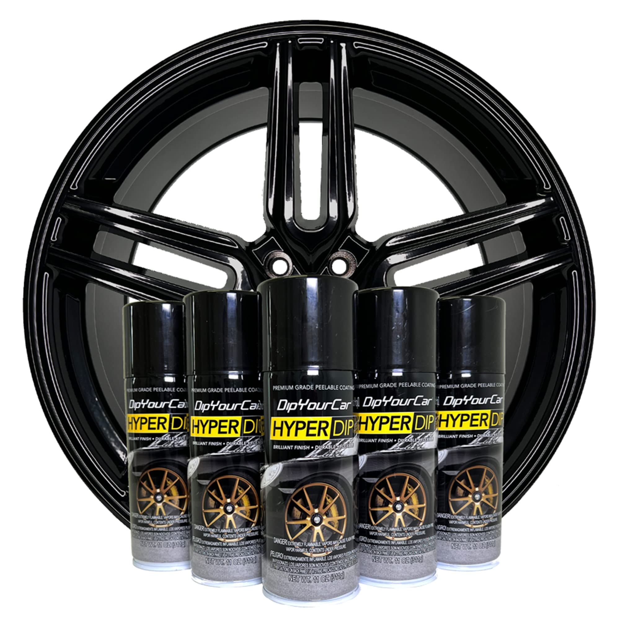 HyperDip Wheel Paint Kit - Piano Black Gloss Coat Spray