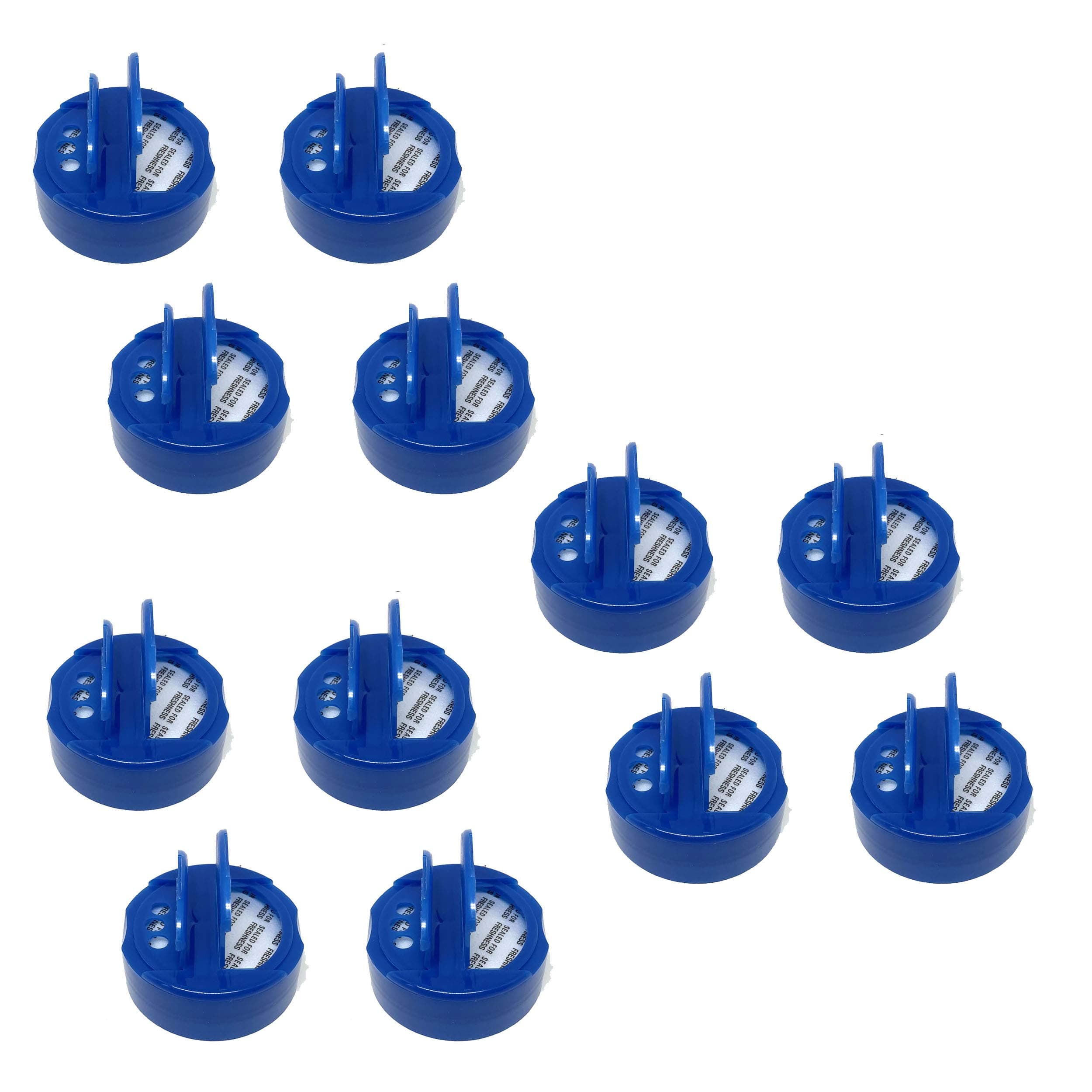 Spice Plastic Pour/Sift Mini Lids- 48mm with Foam Liner-BPA Free-Made in the USA (12, blue)