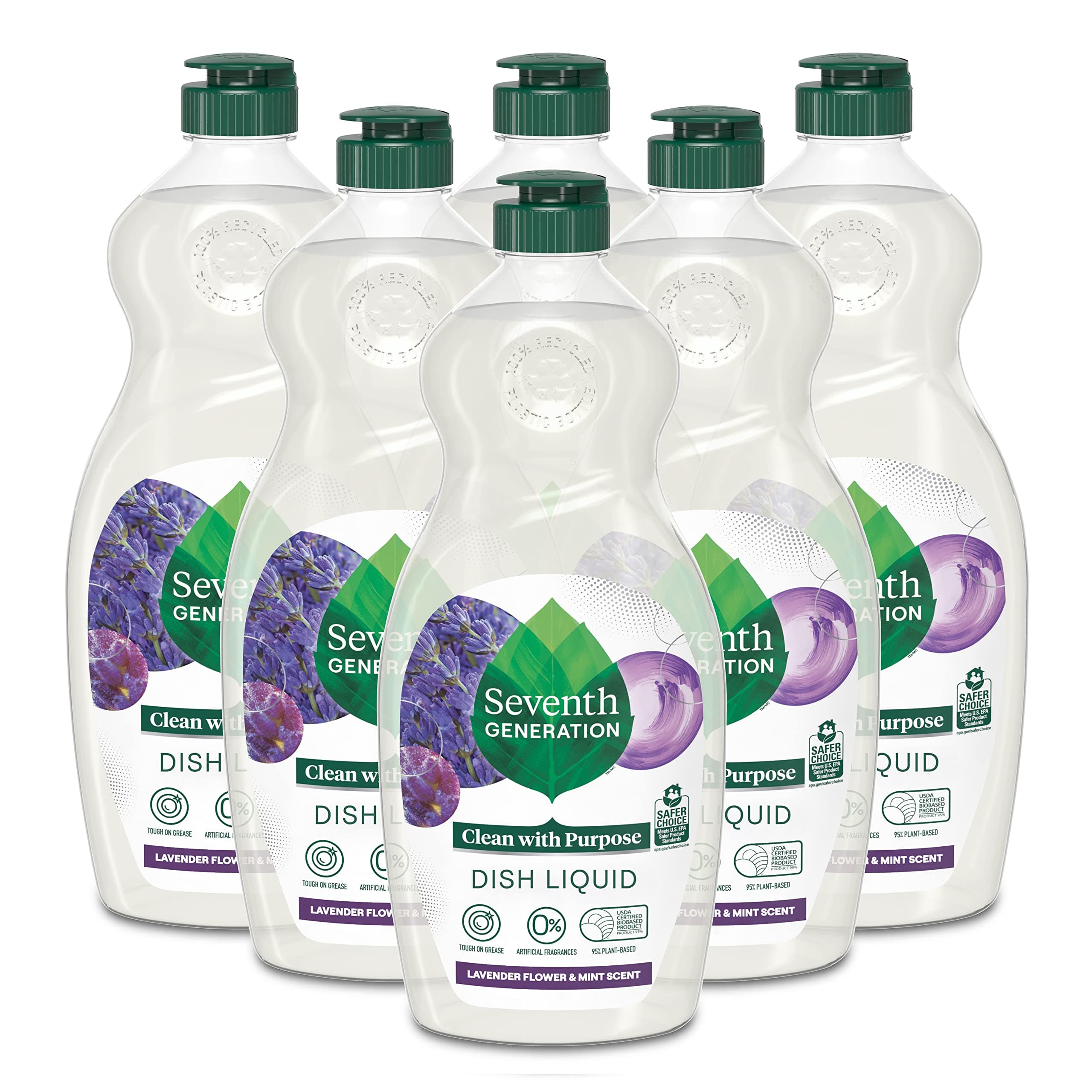 Dish Soap Liquid, Fresh Lavender Scent, 19 fl oz, Pack of 6