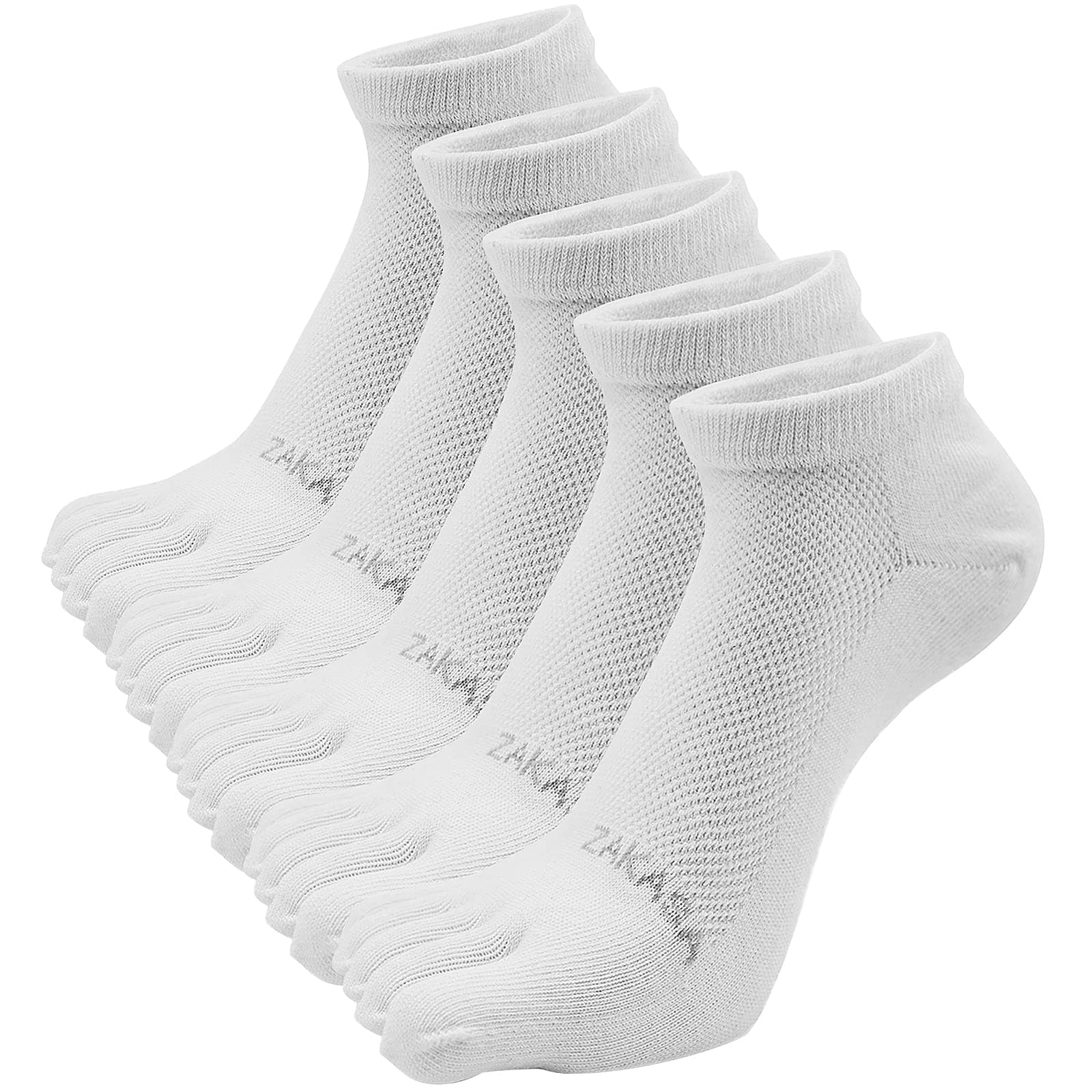 Toe Socks for Men: Five Finger Cotton Athletic Crew Socks No Show Breathable Running Ankle Socks 5 Pairs Size 8-12