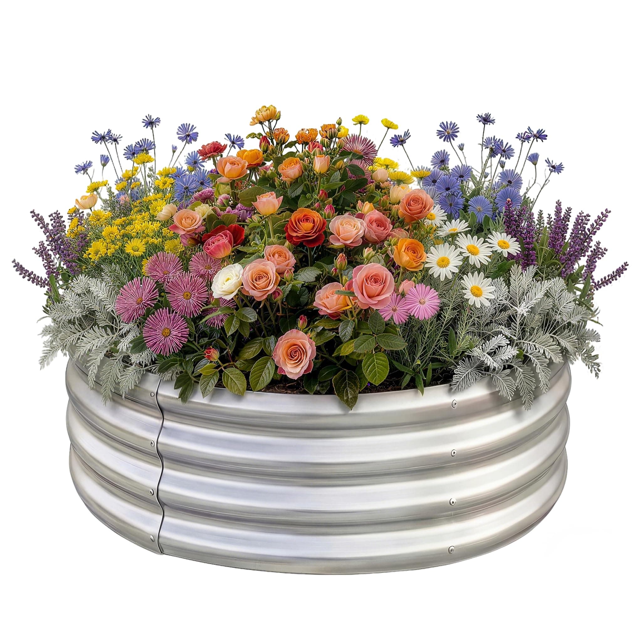 Land Guard Galvanized Raised Garden Bed Kit, Galvanized Planter Raised Garden Boxes Outdoor, Round Large Metal Raised Garden Beds for Vegetables ……