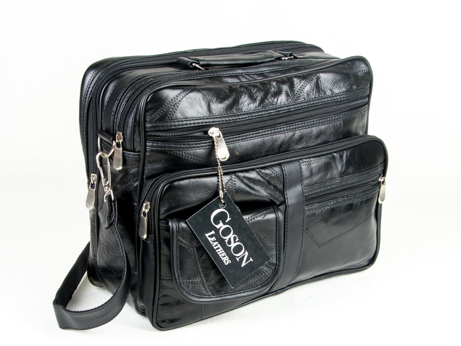 Goson Genuine Patchwork Leather Business Class Laptop Briefcase