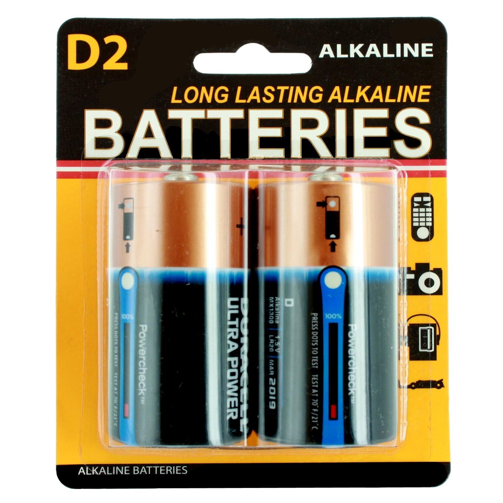 Duracell D 2pk 1.5V Alkaline Battery Repack LR20 E95 AM2 MN1300