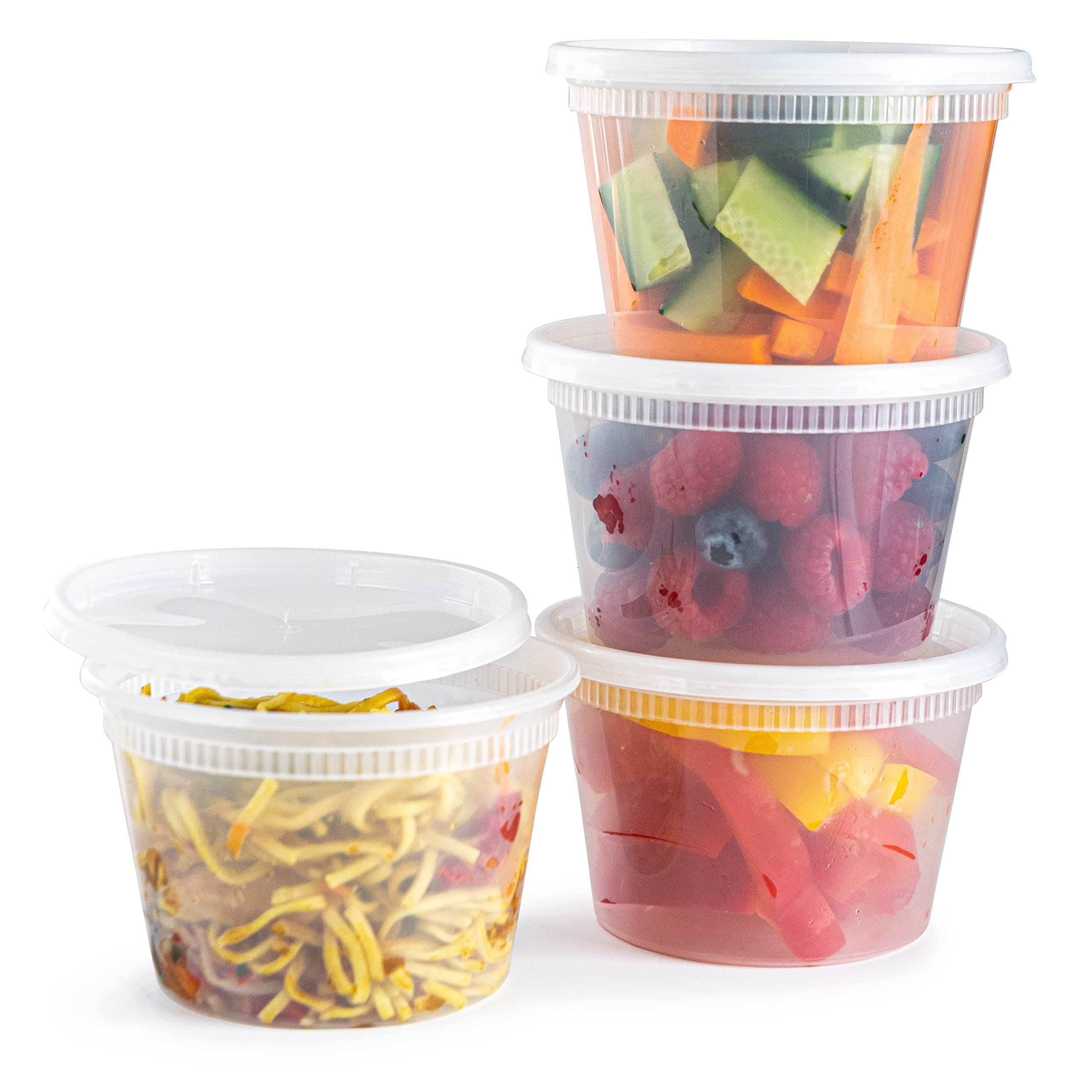 Caterserve 16oz Plastic Containers with Lids (12-Pack) - Perfect for Meal Prep and Food Storage