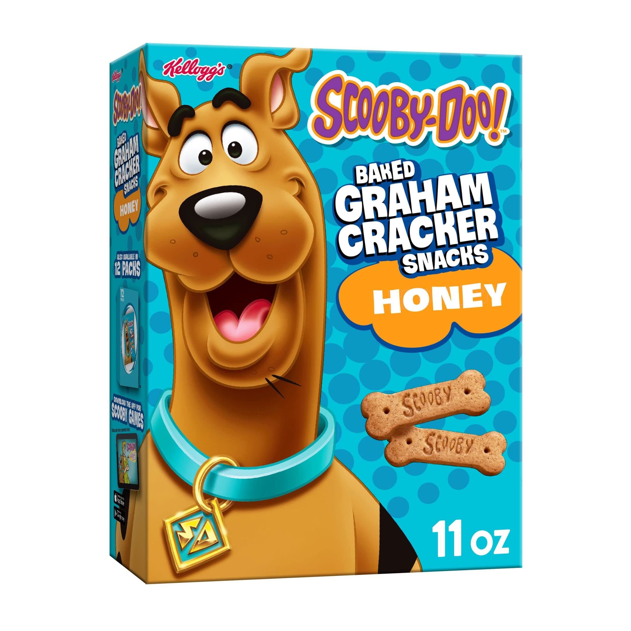 SCOOBY-DOO! Baked Graham Cracker Snacks, Lunch Box Snacks, Kids Snacks, Honey, 11oz Box (1 Box)
