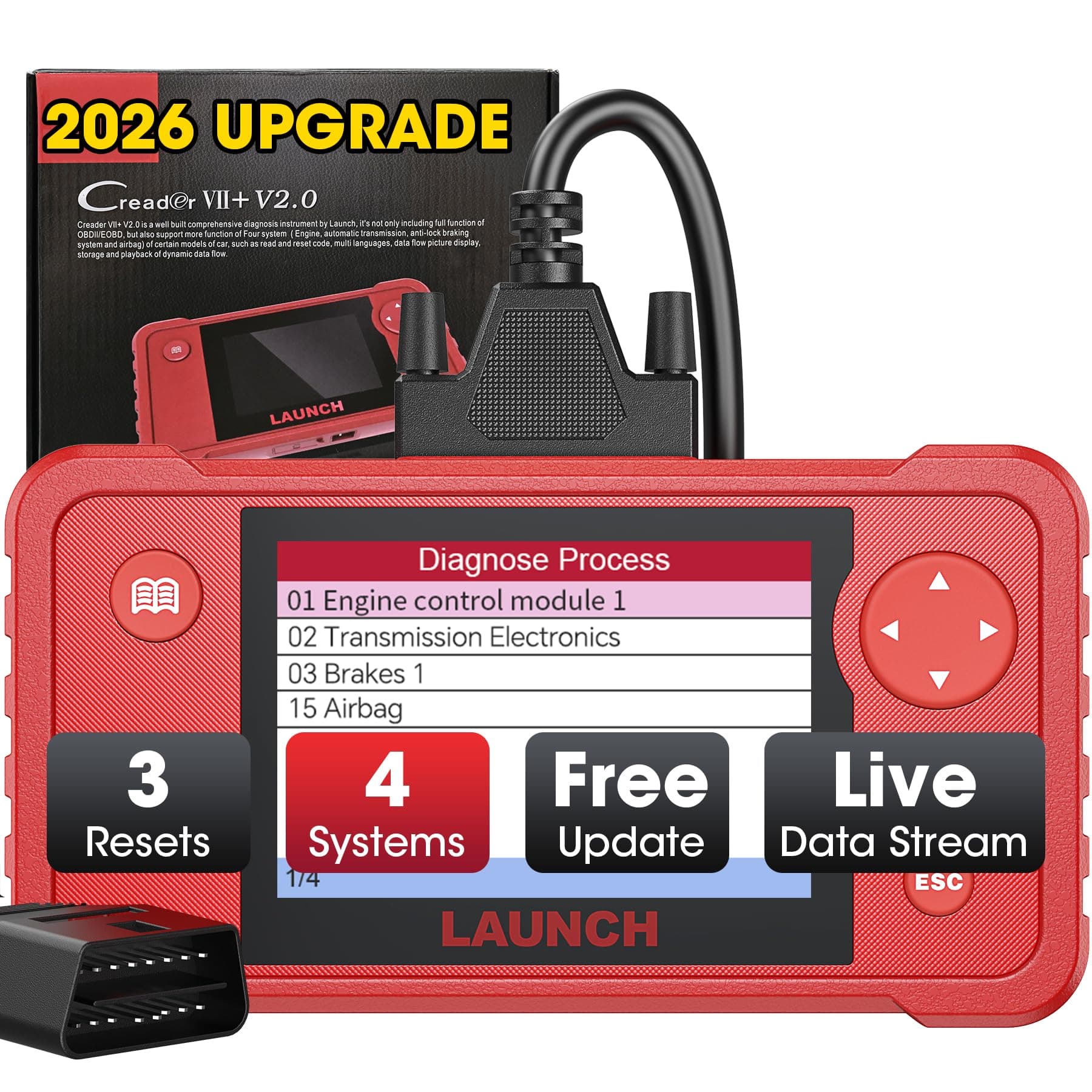 X431 Creader VII+ (CRP123) Auto Code Reader EOBD OBD2 Scanner Scan Tool Testing Engine/Transmission/ABS/Airbag System Update via PC