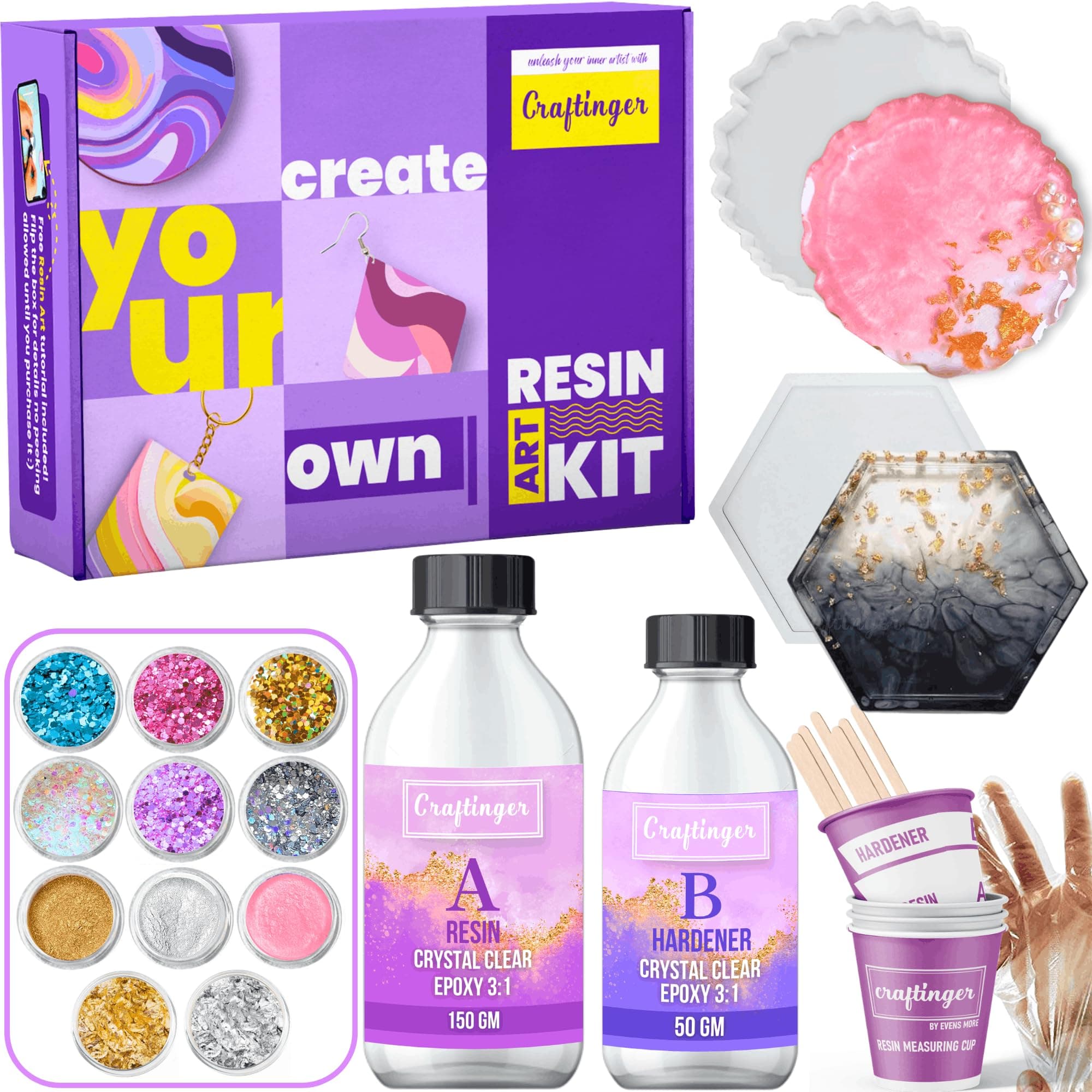 Craftinger DIY Resin Coaster Kit