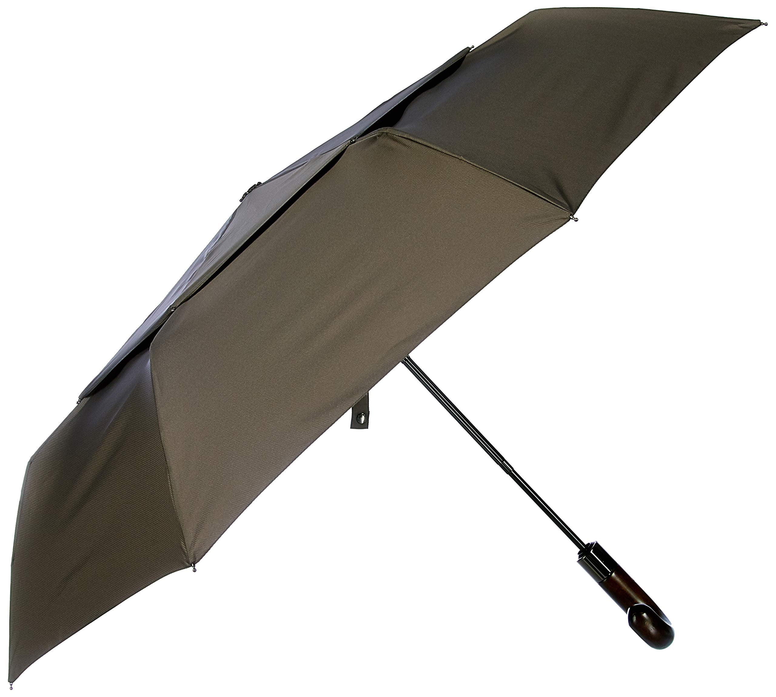ShedRain WindPro Vented Auto Open Auto Close Compact Umbrella with Curved Wood Handle