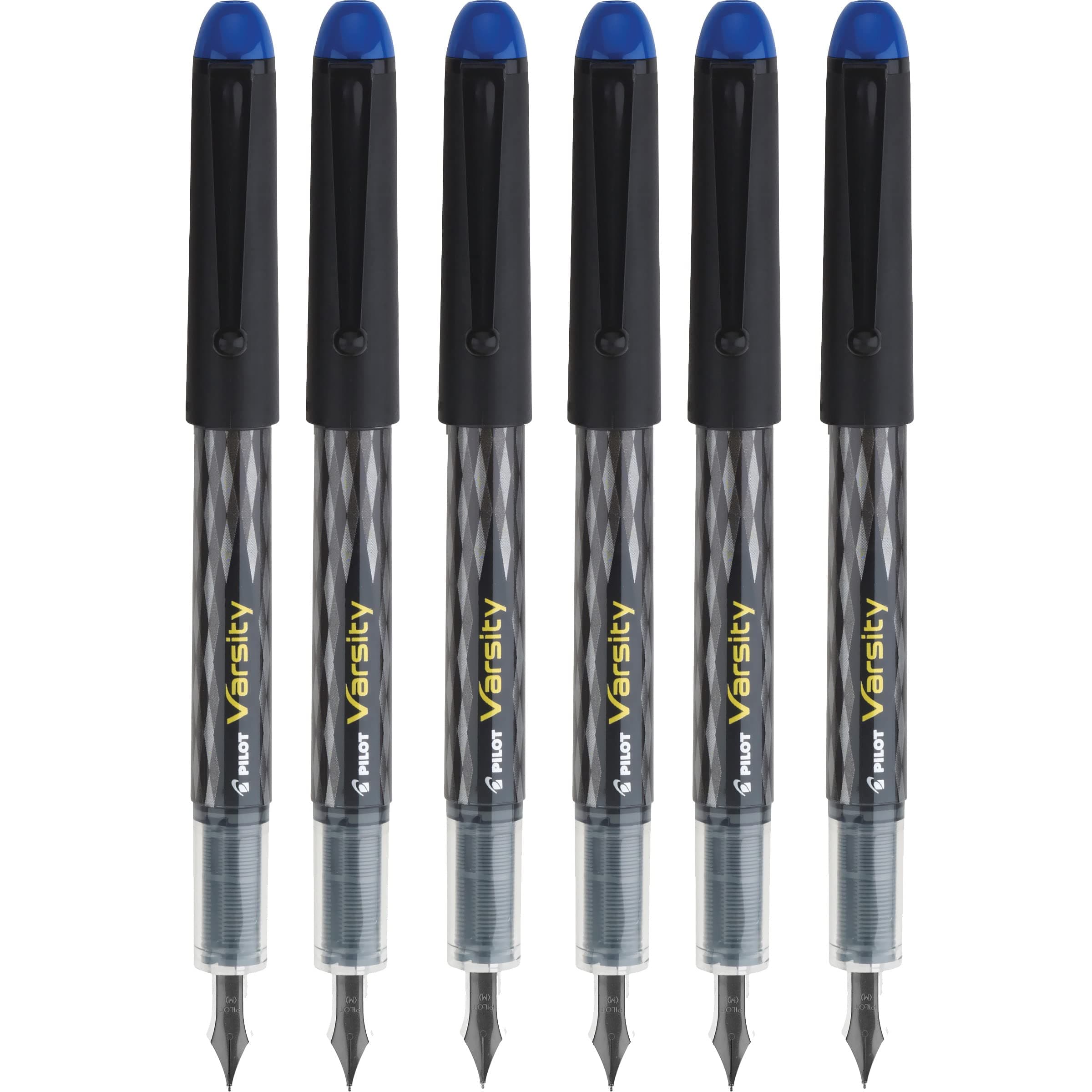 Pilot Varsity Disposable Fountain Pens, Blue Ink, Medium Point, Pack of 6