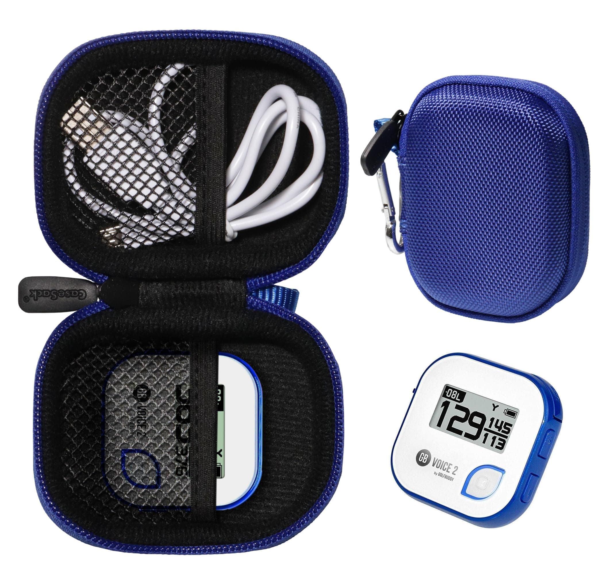CaseSack Golf Course GPS Case - Compatible with GOLFBUDDY Voice 2S+ Talking GPS Rangefinder, Bushnell NeoGhost, Garmin Approach G10 (Royal Blue-Updated Version)
