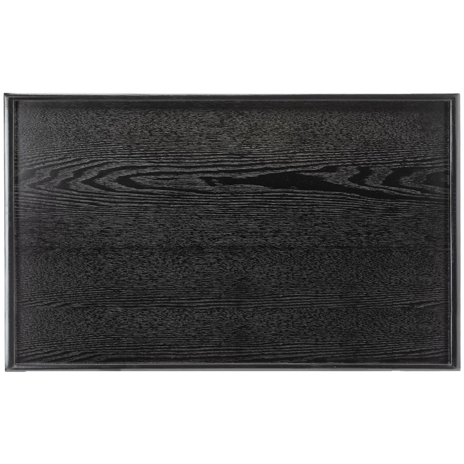 32 x 20 Inches Extra Large Solid Wood Serving Tray for Tea Coffee Table Snack Food Meals Serving Plate Kitchen Party Bar Breakfast Server with Raised Edges Black Wooden Decorative Ottoman Tray