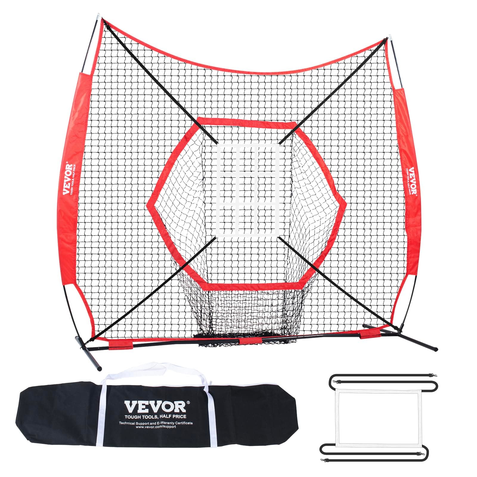 VEVOR 7x7 ft Baseball Softball Practice Net, Portable Baseball Training Net for Hitting