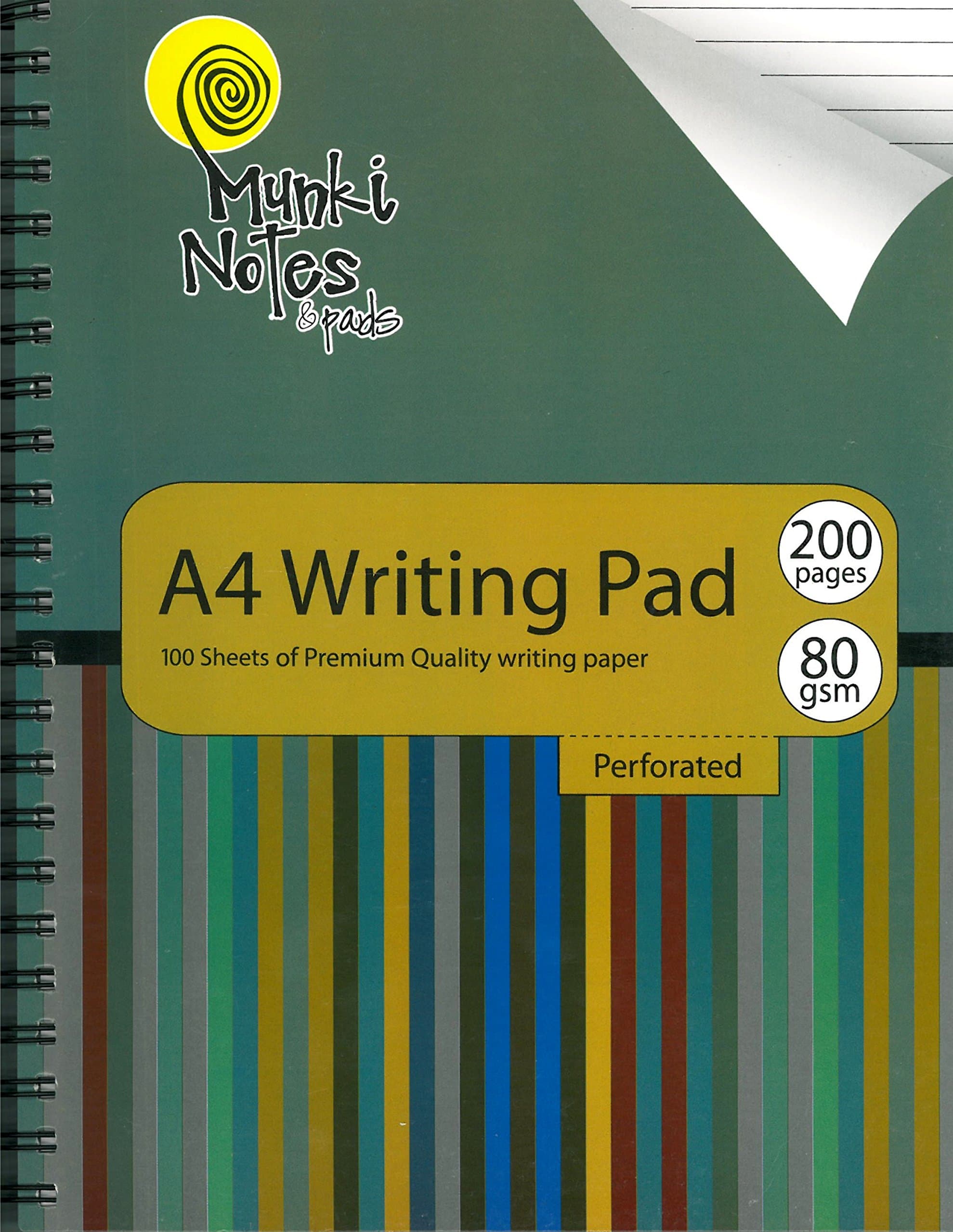MUNKI NOTES A4 80 GSM 200 Pages Lines Design Wiro Bound Writing Pad