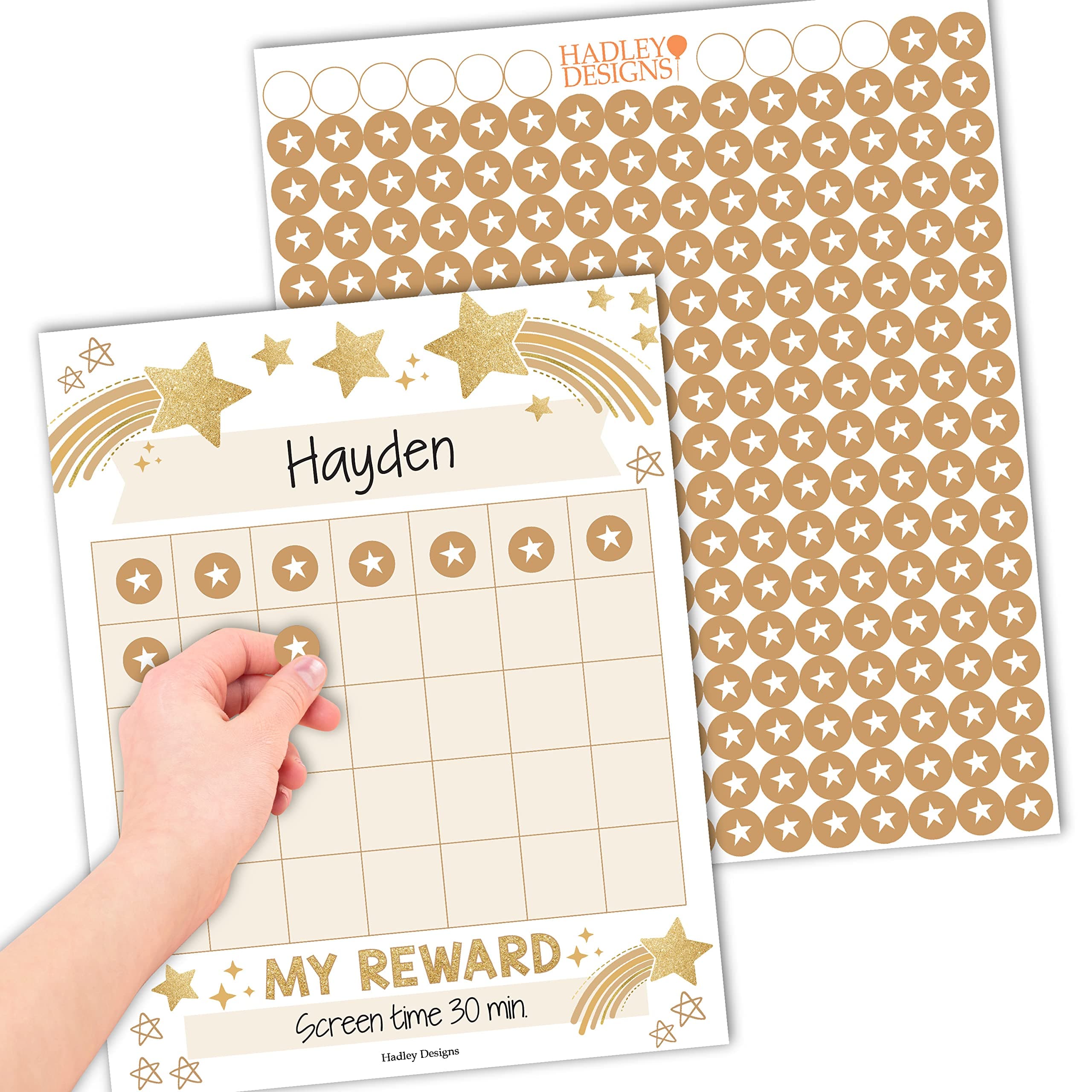Sticker Chart for Kids Behavior at Home & Classroom - 25 Reward Chart for Kids Incentives, Gold Star Sticker Sheets, Star Incentive Charts for Classroom Must Haves