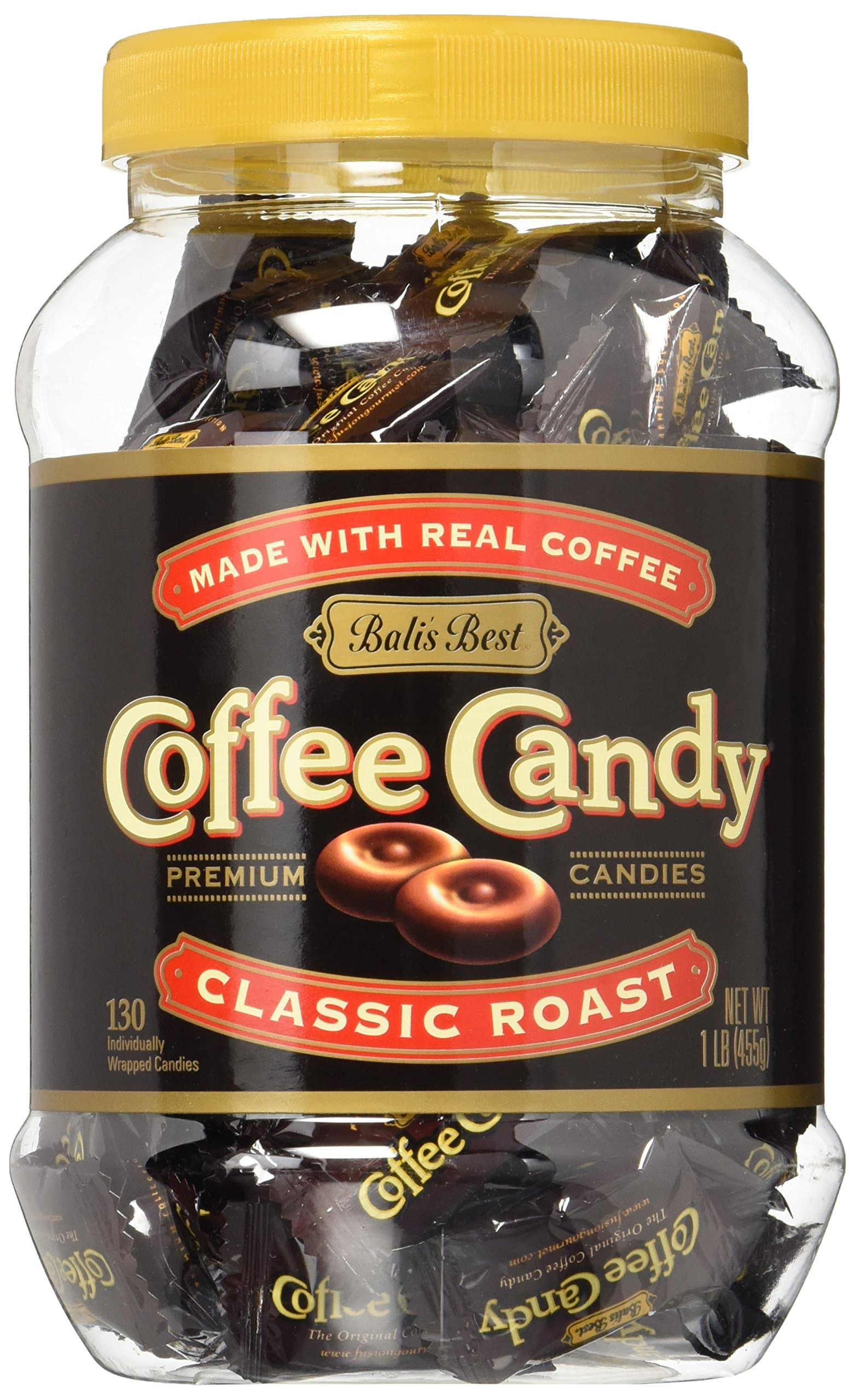 Coffee Candy, 1 Pound Jar, Individually Wrapped Hard Candy, Made with Real Sumatran Coffee, Halal