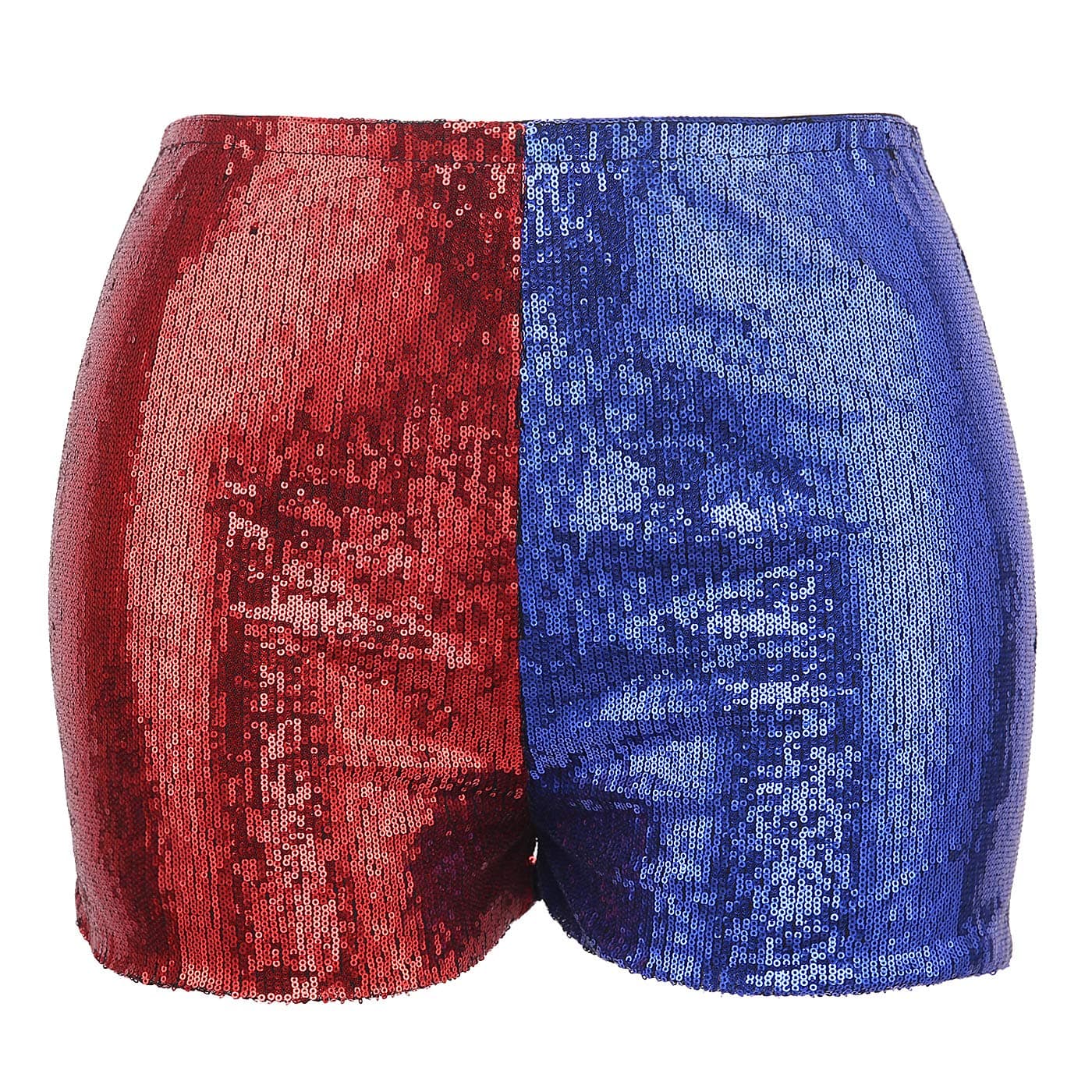 HDE Women's Plus Size Red Blue Sequin Shorts for Harley Misfit Halloween Costume