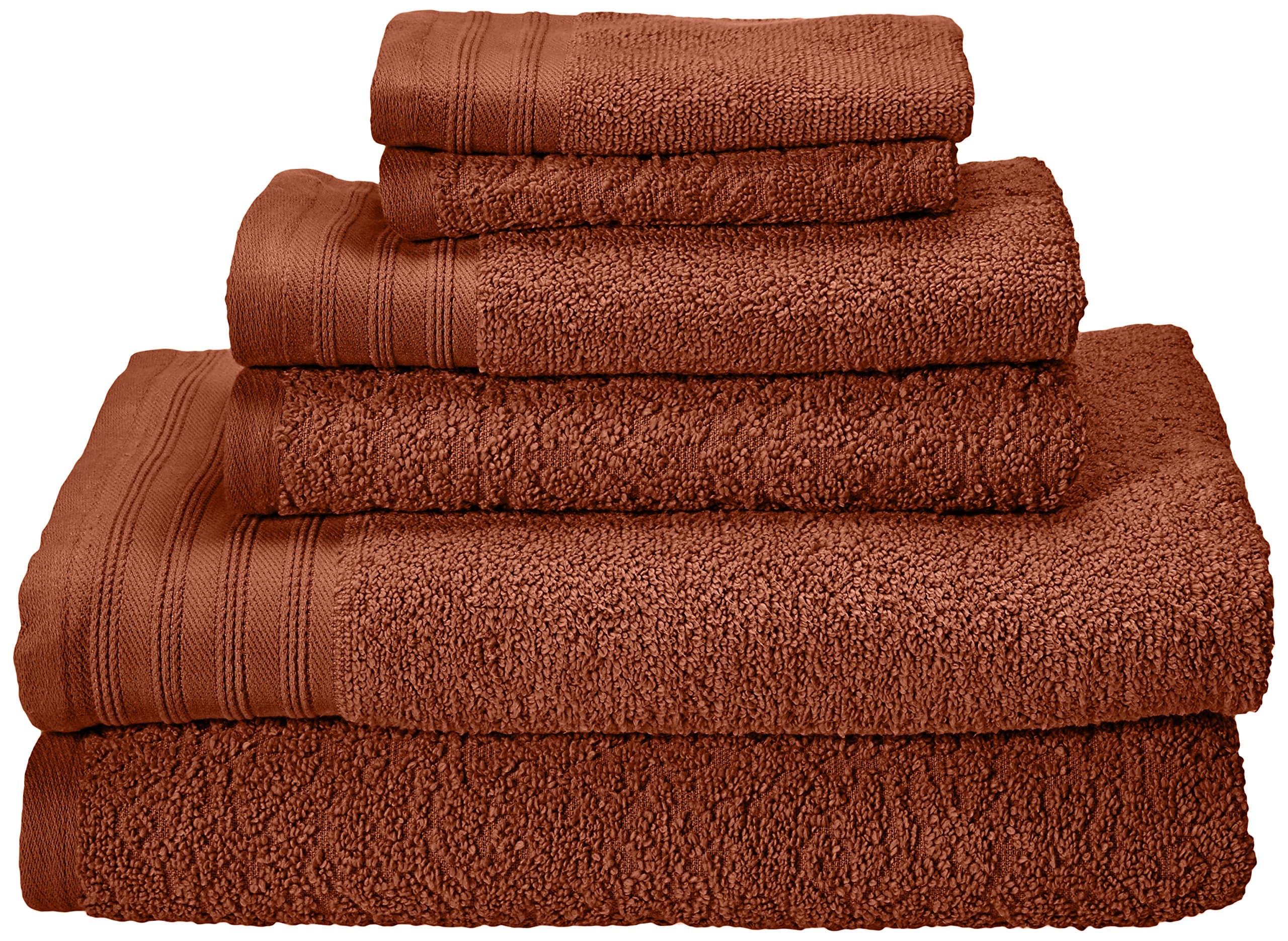 Kaufman - Zero Twist Jacquard Bath Towel Set. 2 Bath, 2 Hand & 2 Wash Towels- Cinnamon